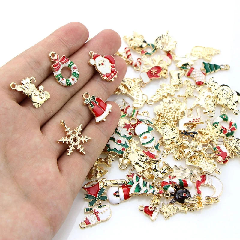 

Durable Christmas Drop Oil 100x Alloy Santa Trees Pendant for DIY Jewelry