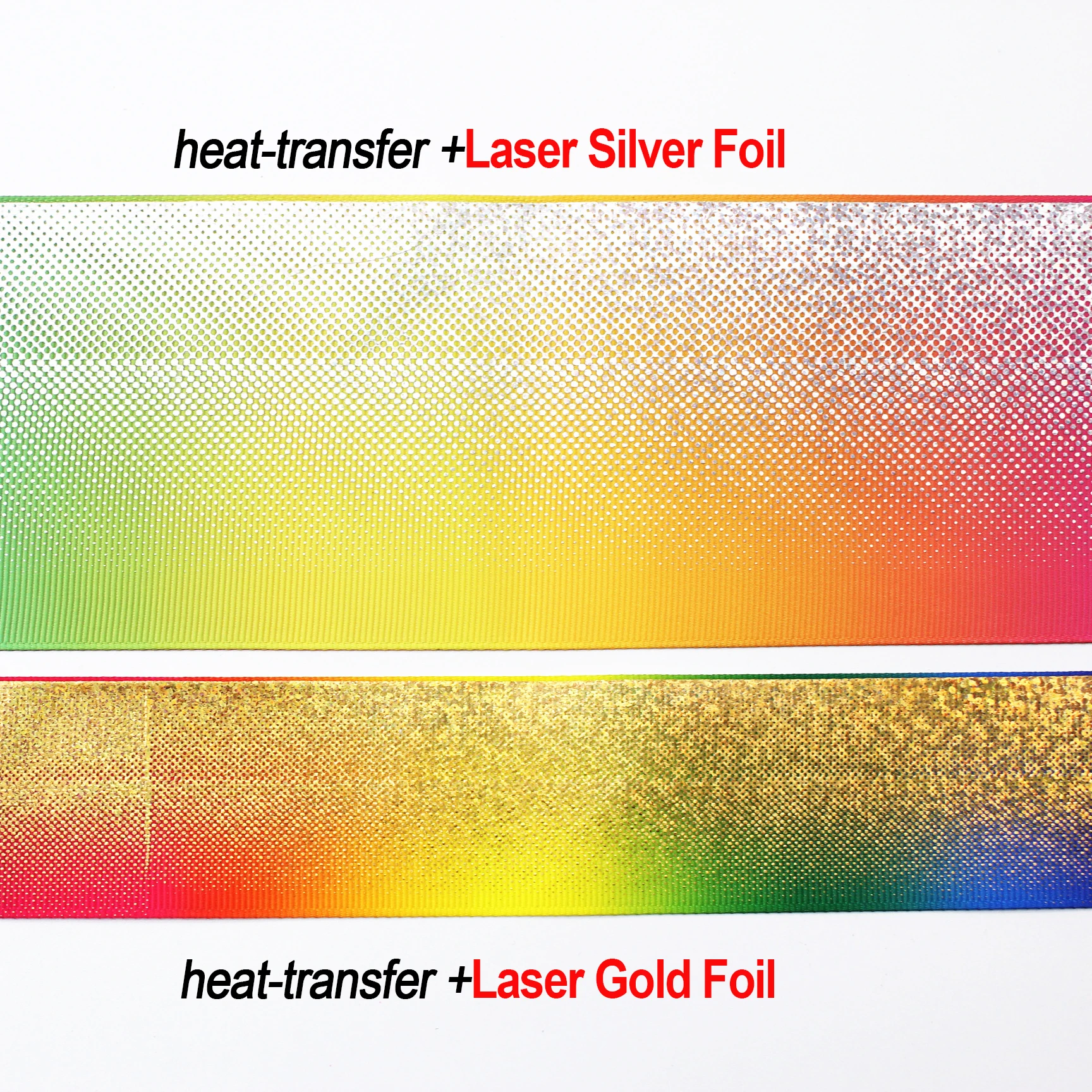8sizes width heattransfer+ Laser GOLD/SILVER foil printing grosgrain