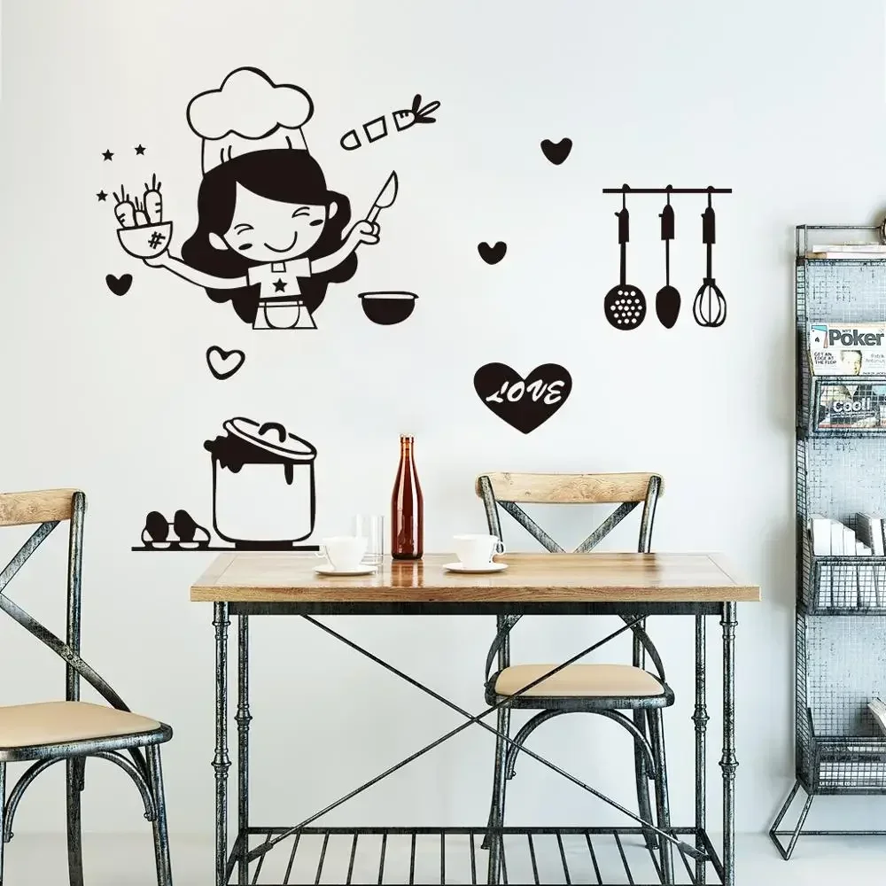 20*30cm Kitchen Wall Sticker DIY Cook Coffee Sweet Food Wall Art Decal Removable Oven Dining Hall Wallpaper Cooker House Decor