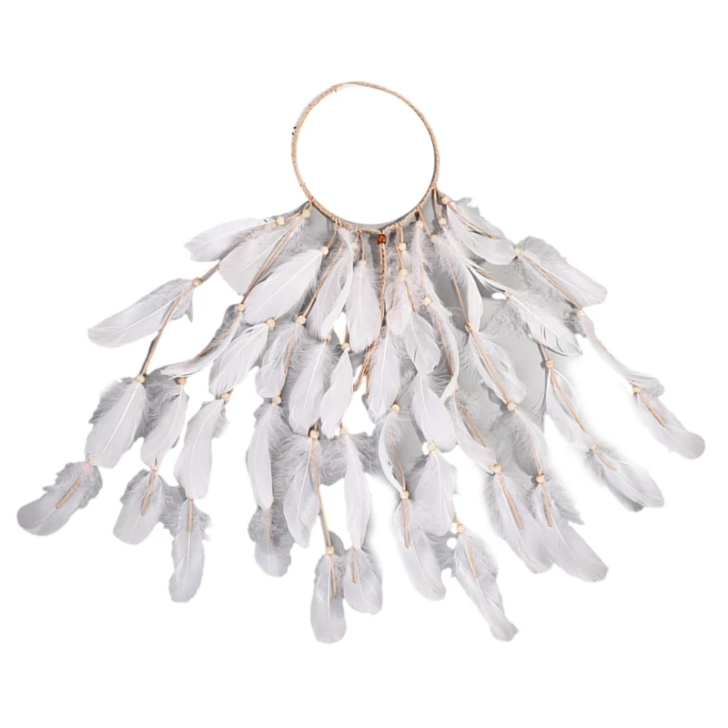 

F42F повязка для волос в богемном стиле с перьями для девочек, дорожная фотография, повязка для волос с бусинами в этническом