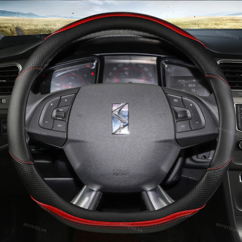 Cuoio Della Copertura Del Volante Dell'Automobile Di Forma Di D Per Citroen Ds3 Ds4 Ds5 Ds5 Ds 5Ls Ds6 Ds7 Ds9 C3-Xr Nuovo Elysee C4 Sega 2014 - 2021