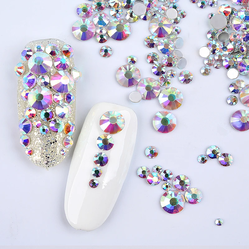 1440pcs Nail Crystals Rhinestones Non HotFix Flatback Charms Nail Art  Decoration Clear/AB DIY Shiny Glass Gems Manicure SS3-SS16 - AliExpress