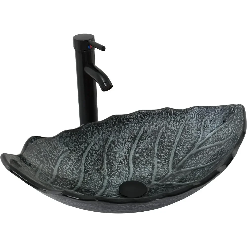 Bathroom Vanity, and Wall Mounted Bathroom Vanity, Modern Stylish Floating Cabinet with Silver Leaf Glass Sink 6