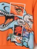 Spring And Autumn Cartoon Dinosaur Print Orange Long Sleeve Full Print Pants Fabric Soft Suitable For Outdoor And Base Wear Suit 5