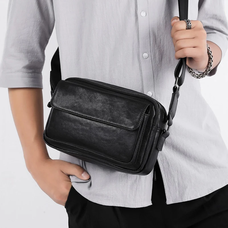 

AETOO One Shoulder Bag Commuter leather men's bag Cross style cow skin bag soft leather bag business casual crossbody bag