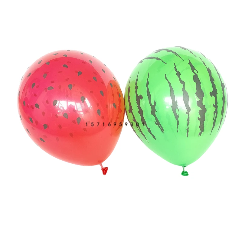 

New Red Watermelon Seed Green Watermelon Latex Balloon 12 Inch 2.8g Five-sided Printed Children's Toy Balloon 20pcs