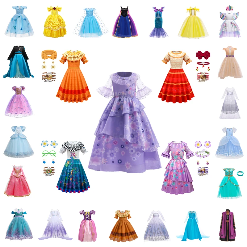 

Fantasia Princess Encanto Girls Party Dress Kids Halloween Mirabel Isabela Ball Gown Children Cinderella Rapunzel Elsa Costume