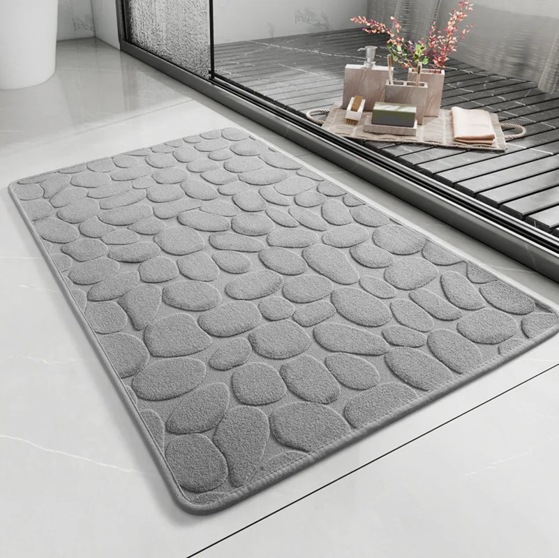

Bathroom Stone Bath Mat Shower Foot Mat Outdoor Carpet Cobblestone Velvet Rug Non-slip Super Absorbent Bath Mat Moden Home Decor