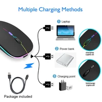 2.4GHz Wireless Mouse Bluetooth Mouse Mice Rechargeable Mouse Silent Mouse LED Backlit USB Gaming Mouse 1600DPI for PC Laptop 6