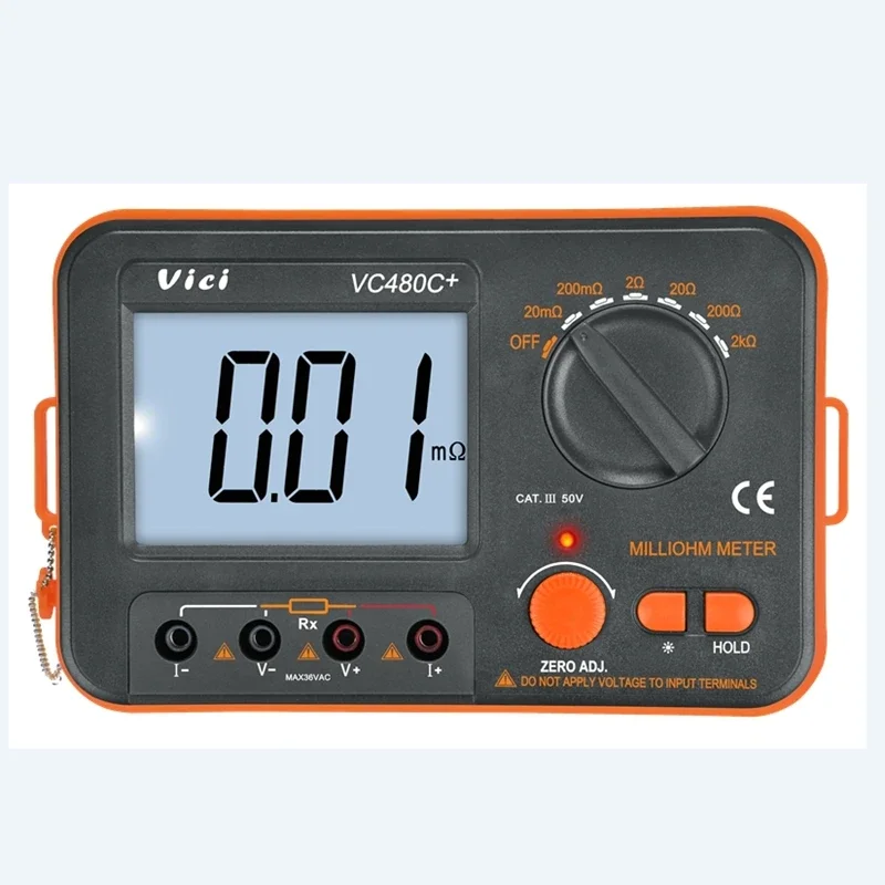 

Digital Milliohm Meter VICI Brand 3 1/2 LCD Display 4 Wire Test Low Resistance Tester 6 Ranges Accuracy Ohm Multimeter Backlit