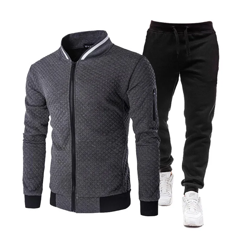 Gris Oscuro - Chándal Chaqueta Casual 2 Pcs para Hombre