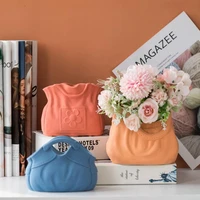 Ceramics Vase Home Decor Handbag Flowers Vases Room Decor Matte Plant Pot Statue Sculpture Home Decoration Accessories 1
