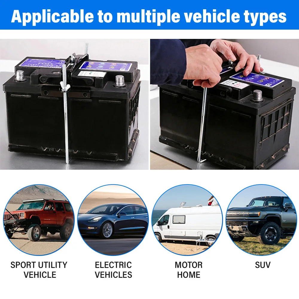 1Pc 범용 조정 가능한 12V 배터리 홀드 다운 크로스바 270mm 자동차 SUV 트럭 RV J 볼트 부식 방지 배터리 홀더