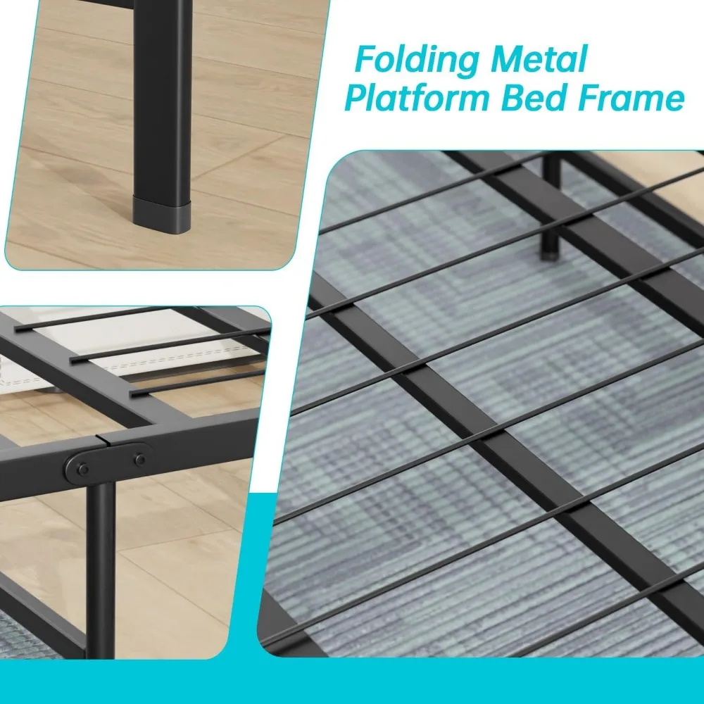 Queen Bed Frame Metal Platform Bed Frame Queen Size 14 Inch Mattress Foundation Box Spring Replacement Heavy 5