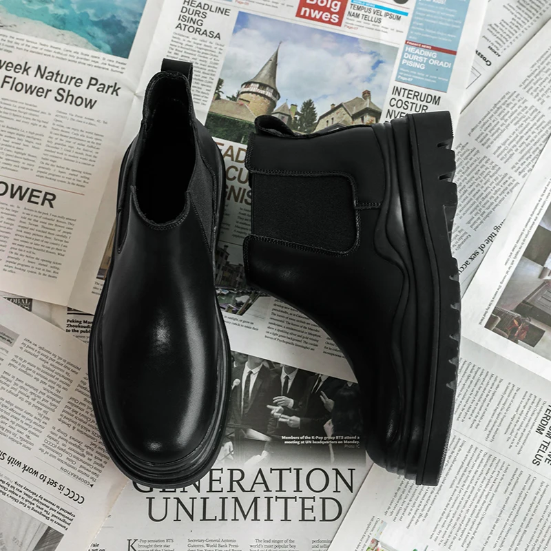 

Leather Chelsea Boots for Men Trendy All-match Wear-Resistant Comfortable Casual Breathable Round Toe Shoes Spring Autumn Main