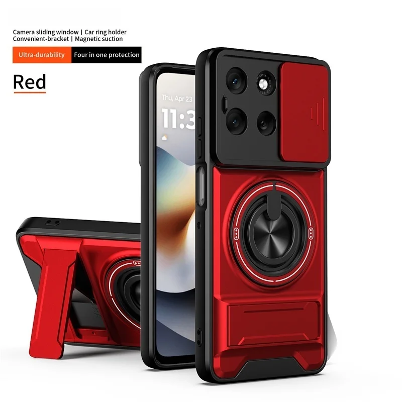 Armor Car Magnetic Ring Case with Lens Protection and Stand Holder