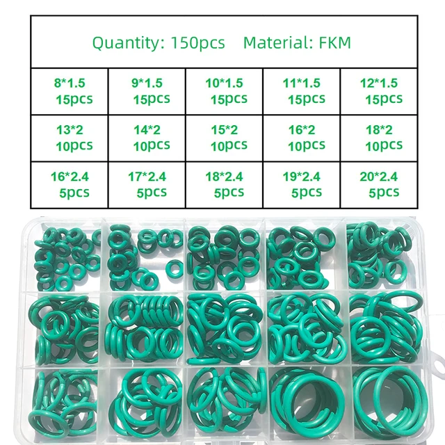 FKM O Ring Set CS 1mm3.1mm Green FKM Fluorine Rubber O Ring Sealing
