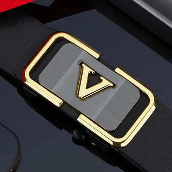 Cintura con fibbia automatica da uomo cintura casual in pelle bovina cintura versatile personalizzata 1