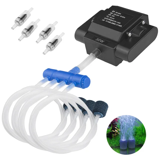 Aquarium Air PUMP Fish Oxygen Aerator ปั๊มชั้นใต้ดิน Aquarium Hydroponic 4 Outlets Air PUMP Bubbler พร้อมอุปกรณ์เสริมถังปลา 1