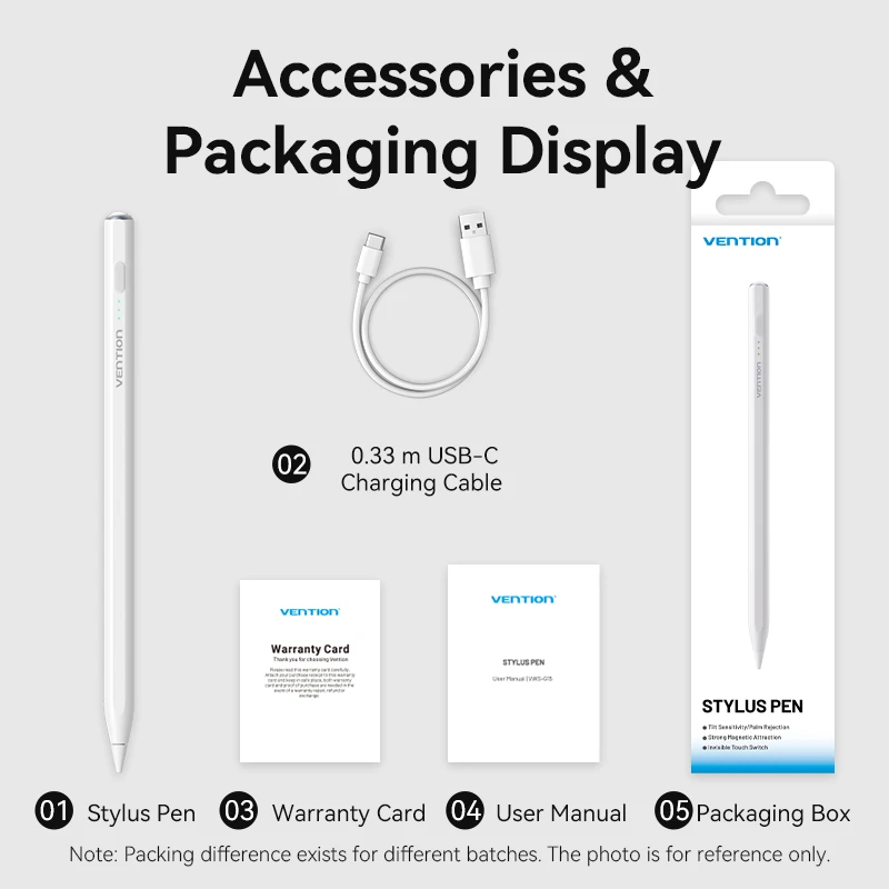 Vention Premium Stylus Pen with Palm Rejection & Magnetic Design