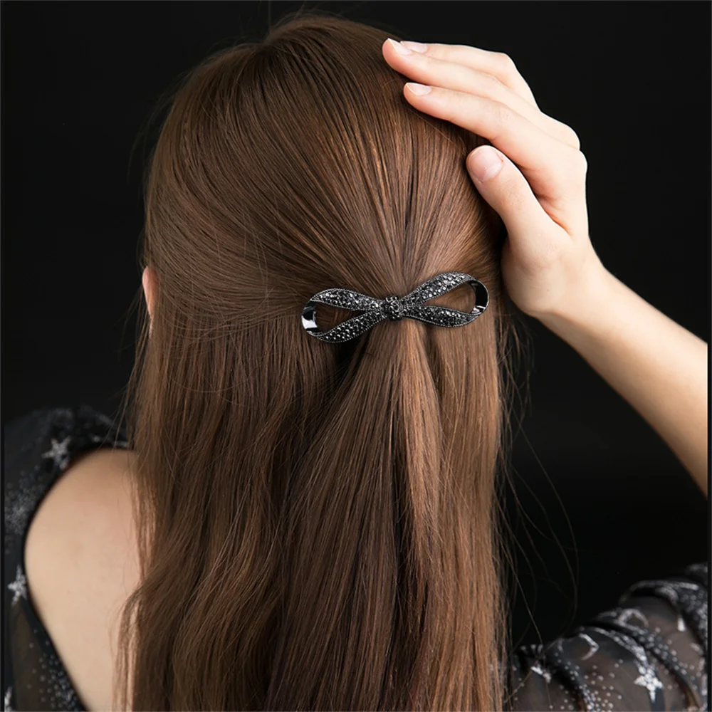 Hair Clips Crystal Pearl Bow Hair Clips For Women Hair Accessories Rhinestone Hairpins Elegant Bows Hairgirps Barrette For Wedding