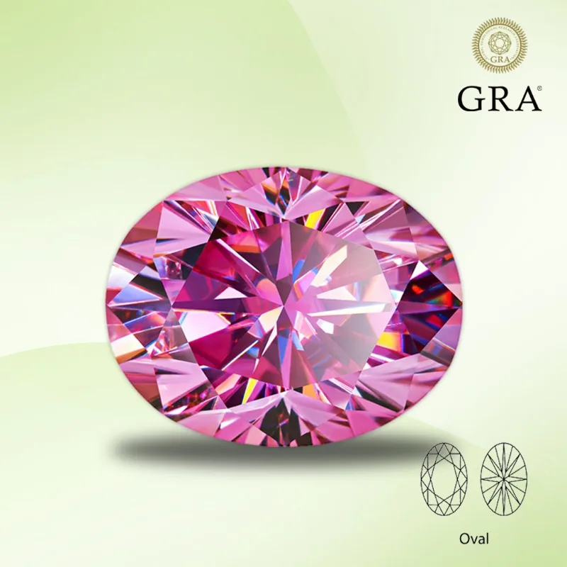 

Moissanite Gemstone Pink Color Oval Cut Lab Grown Created Heat Diamond for Women Jewelry Making Materials with GRA Certificate