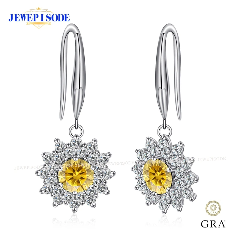 

Женские серьги из серебра 925 пробы с муассанитом, 18 к