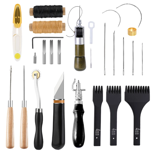 Kraball Leather Crafting Tools Professional Leather Working Kit Edge  Stitching Groover Prong Punch For Carving Sewing Stitching - Sewing -  AliExpress