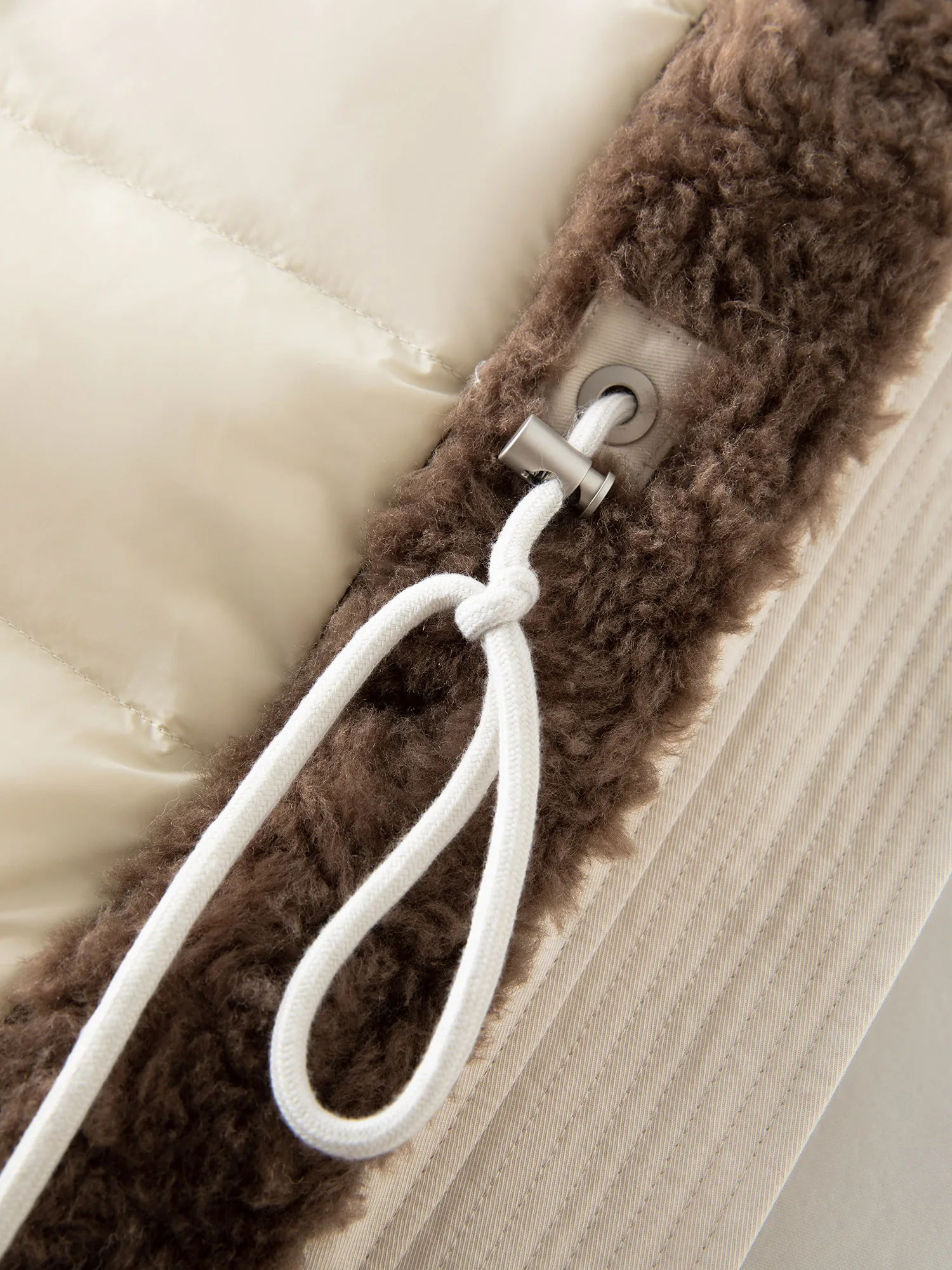 FSLE Women's Fur-Lined Down Parka with Wool Blending Mid-Length Winter Jacket for 2025 Winter New Arrival Long Hooded Jacket