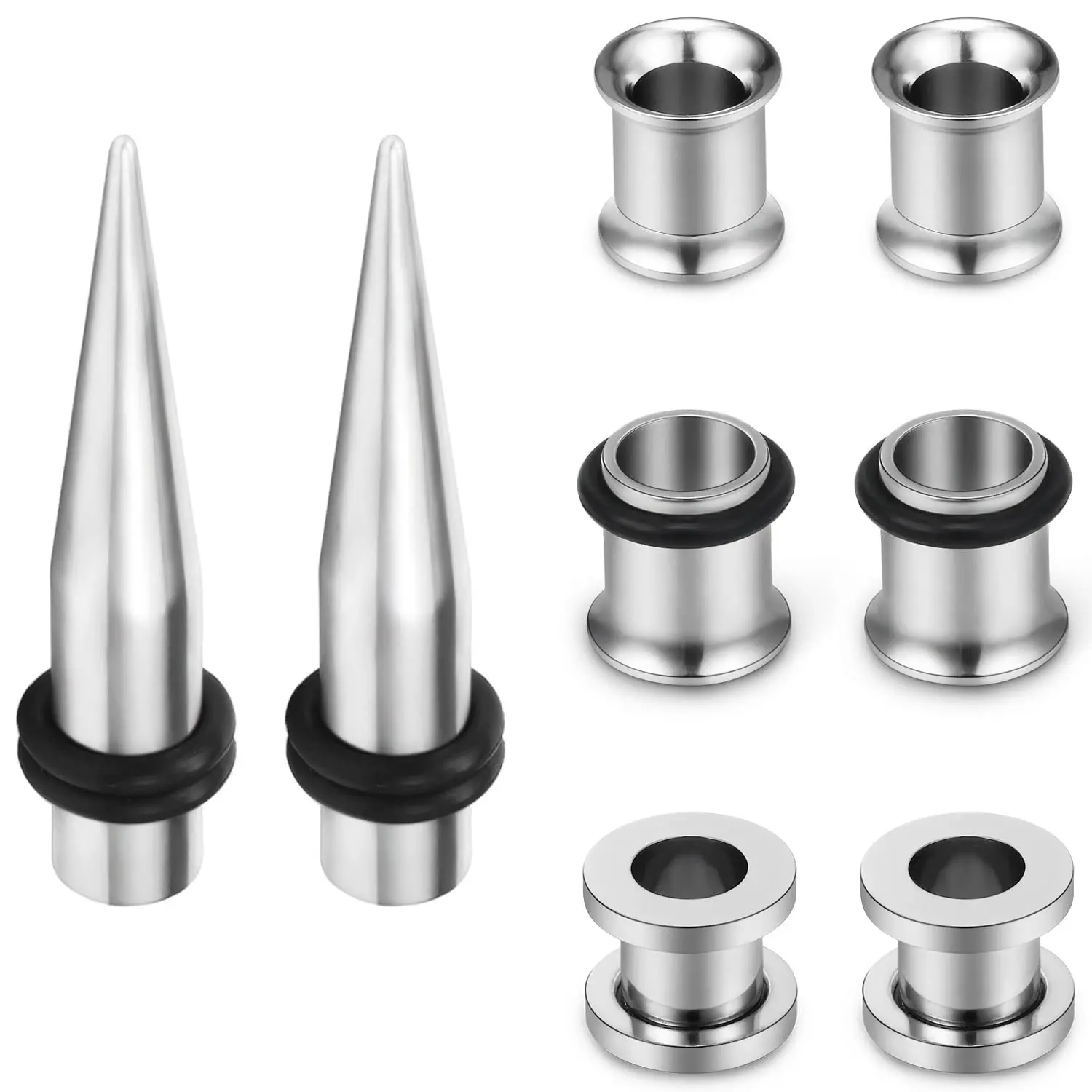 4 Pairs 316L Surgical Stainless Steel Ear Gauges Plugs Tunnels Taper