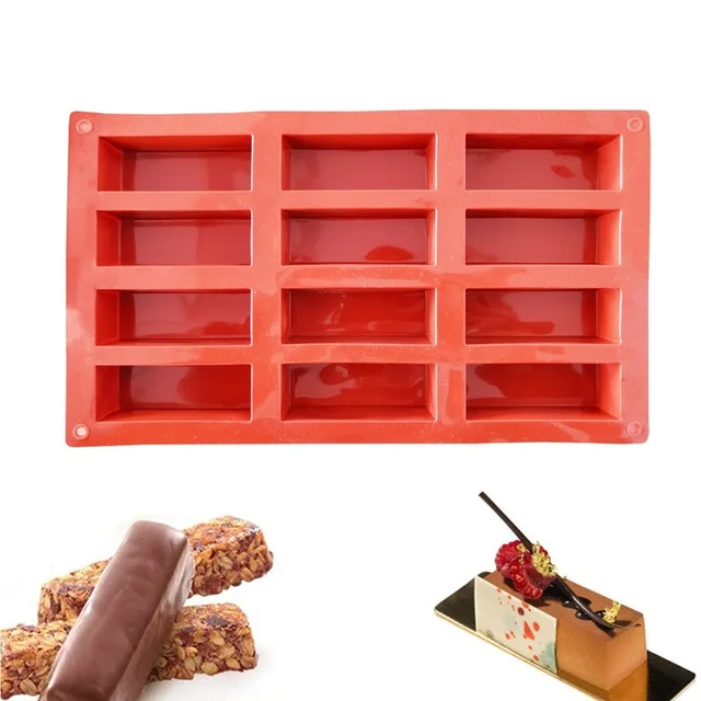 12 Kavitációs Szilikon Fehérje Rudak Penész Téglalap Granola Bár Sütőszeres Francia Sütemény Desszert Szerszám - Image 4