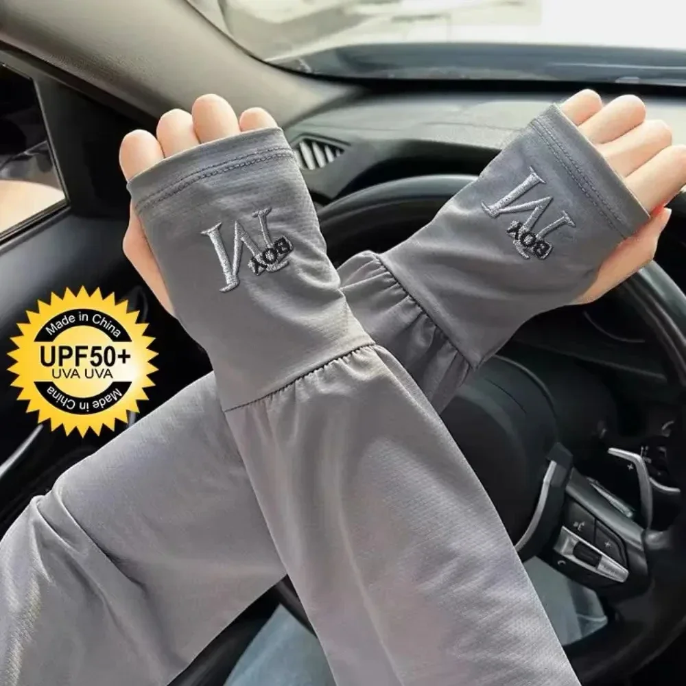Mens Ice Arm Sleeves Sunscreen Elastic Driving Gloves Outdoor UV Protection Arm Cover 1 Pair