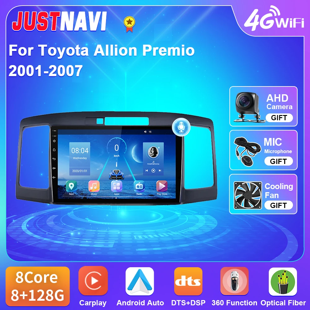 

JUSTNAVI Car Radio For Toyota Allion Premio 2001-2007 Multimedia Video Player Navi Carplay GPS 4G WIFI BT DSP 2 Din No DVD