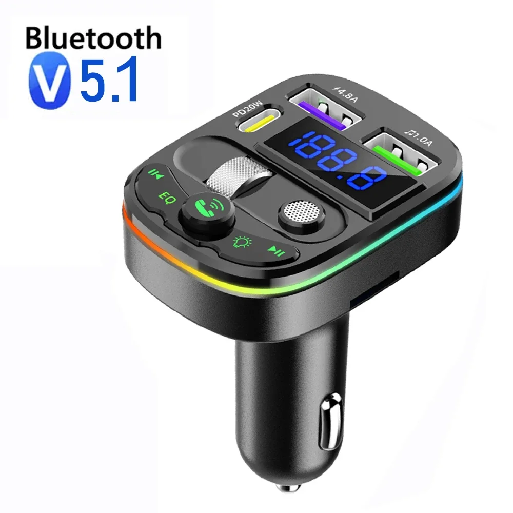 thumbnail image 1 of Transmisor FM PD 30W, kit manos libres inalámbrico Bluetooth 5.3 para automóvil, adaptador de carga súper rápida con doble USB, modulador de radio y reproductor de MP3, 1 of 5
