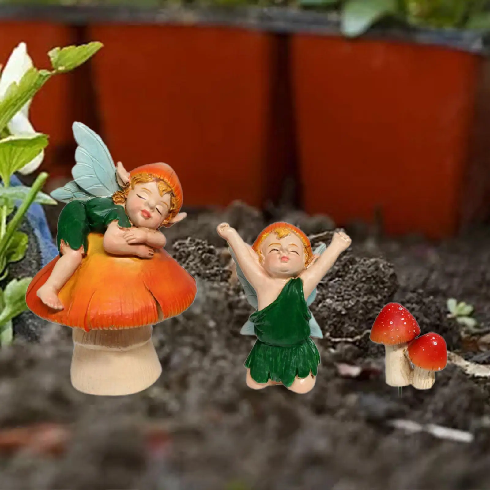 

3x Mushroom Elf Statue Miniature Figurine Home Yard Fairy Garden Accessories