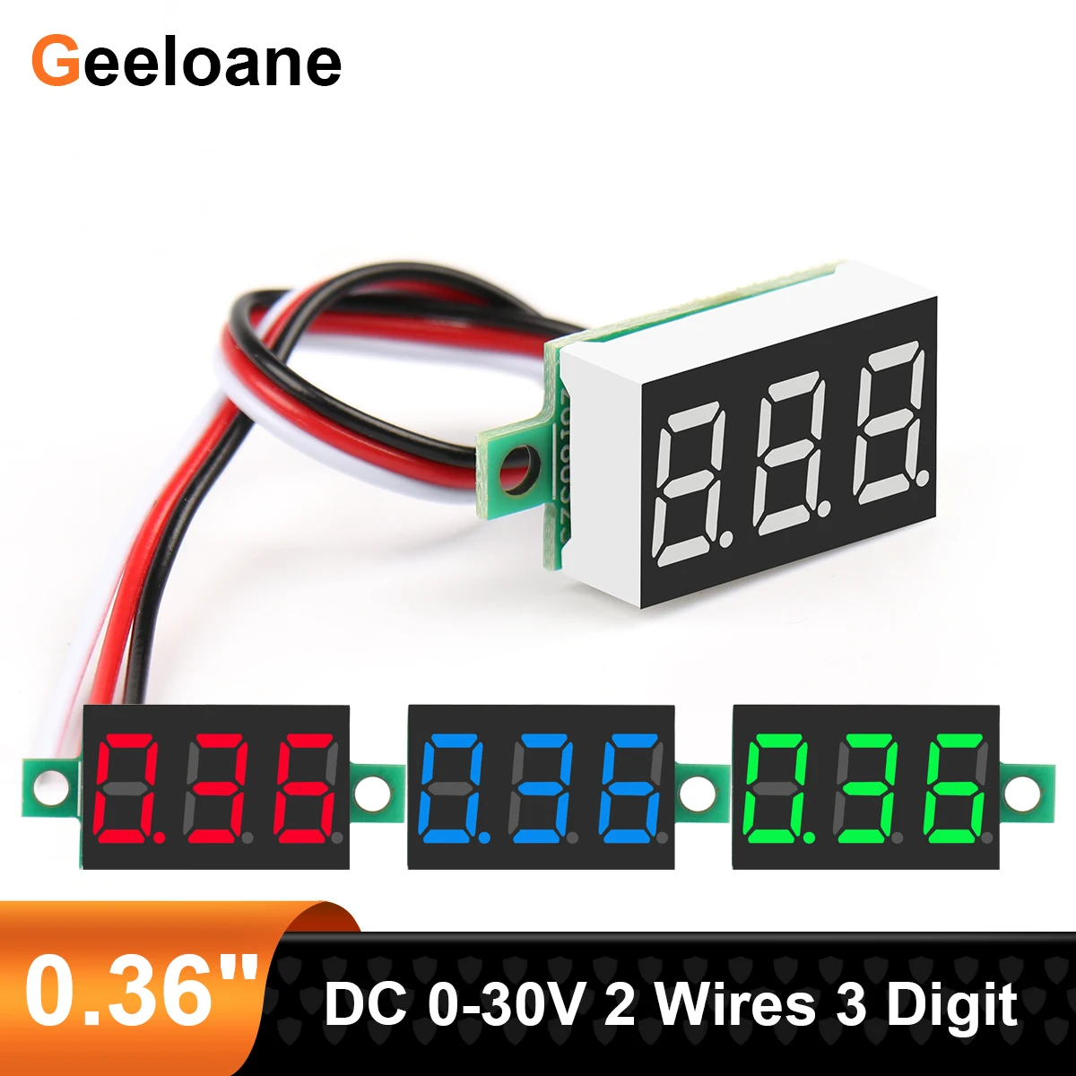 

0.36" Mini LED Digital Voltmeter DC 0-30V 2 Wires 3 Digit Voltage Panel Meter Display Meter DIY Reverse Polarity Protection