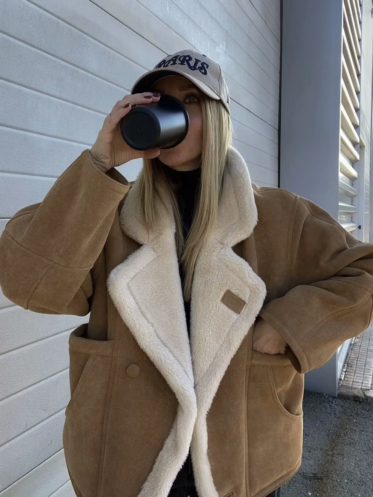Giacca invernale Oversize in pelliccia di agnello allentata in pelle di pecora per donna cappotti in pile con bottoni a maniche lunghe capispalla soffice da strada Hip Hop femminile  200000345