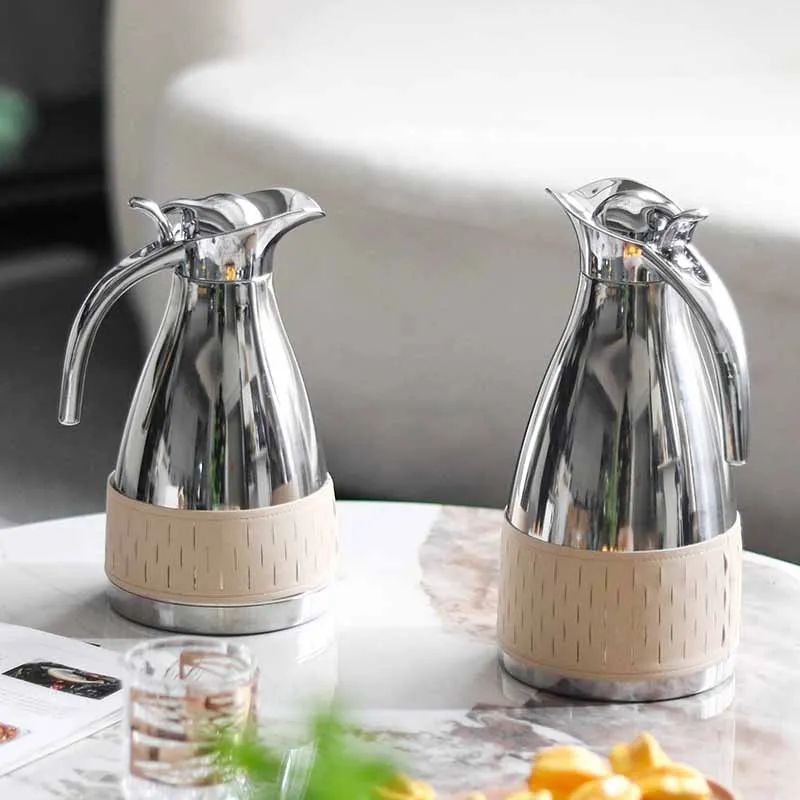 Luxury Stainless Steel Kettle, Tea Set, Metal Woven Leather Cold Water Kettle, Living Room Decoration, Kitchen Supplies