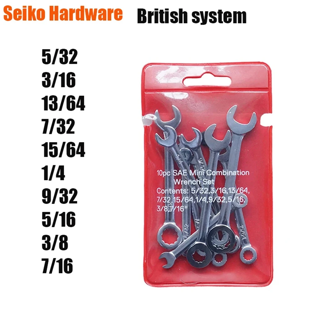 

10pcs Mini Spanner Wrenches Set Flexible Ratcheting Combination Wrench Set Hand Tool Key Ring Spanner British Metric Wrench