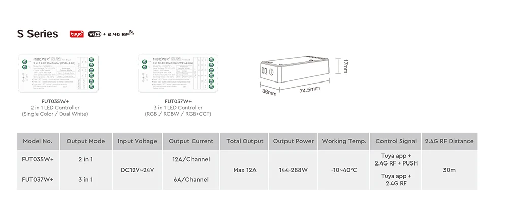 MiBoxer ZigBee /WiFi / 2.4G Smart LED-Controller FUT035W+ FUT035S+ DIM CCT FUT037W+ FUT037Z+ RGB RGBW RGBCCT für LED-Streifen – Detail 2