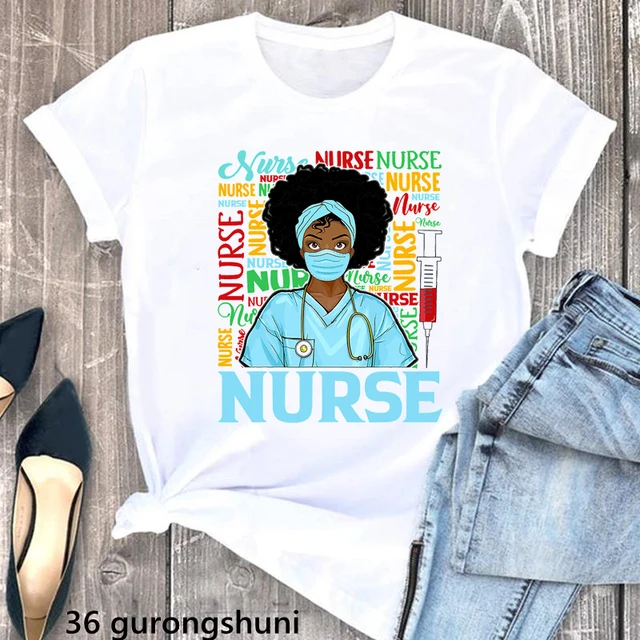 Nurse Black Girl Magic Grpahic Print Tshirts Women Afro Melanin Queen  Beautiful Strong T Shirt Femme Love Nurse Life T-shirt - T-shirts -  AliExpress