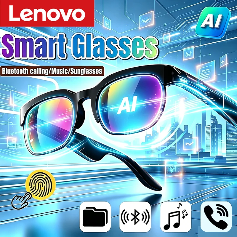 Lenovo 2026 New Smart Glasses AI Translation Bluetooth Conversation Recording Listening To Music For Men Women Smart Sunglasses
