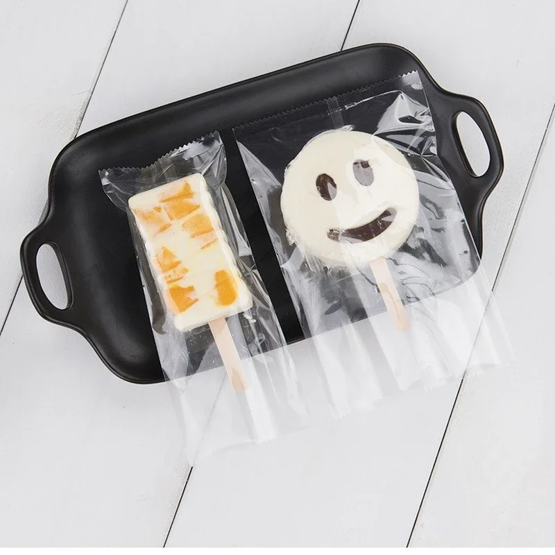 Sacchetti Per Ghiaccioli Fatti In Casa - 100 Pezzi Con Bastoncini Legno E Legacci, Trasparenti, Per Gelato