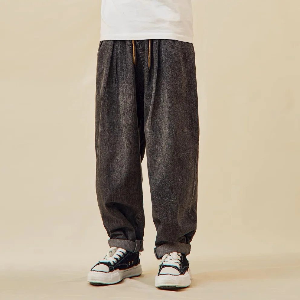 Men Loose Casual Vintage Wide Leg Harem Denim Jeans Pants Unisex Japanese Harajuku Streetwear Fashion Jeans Trousers Women 4