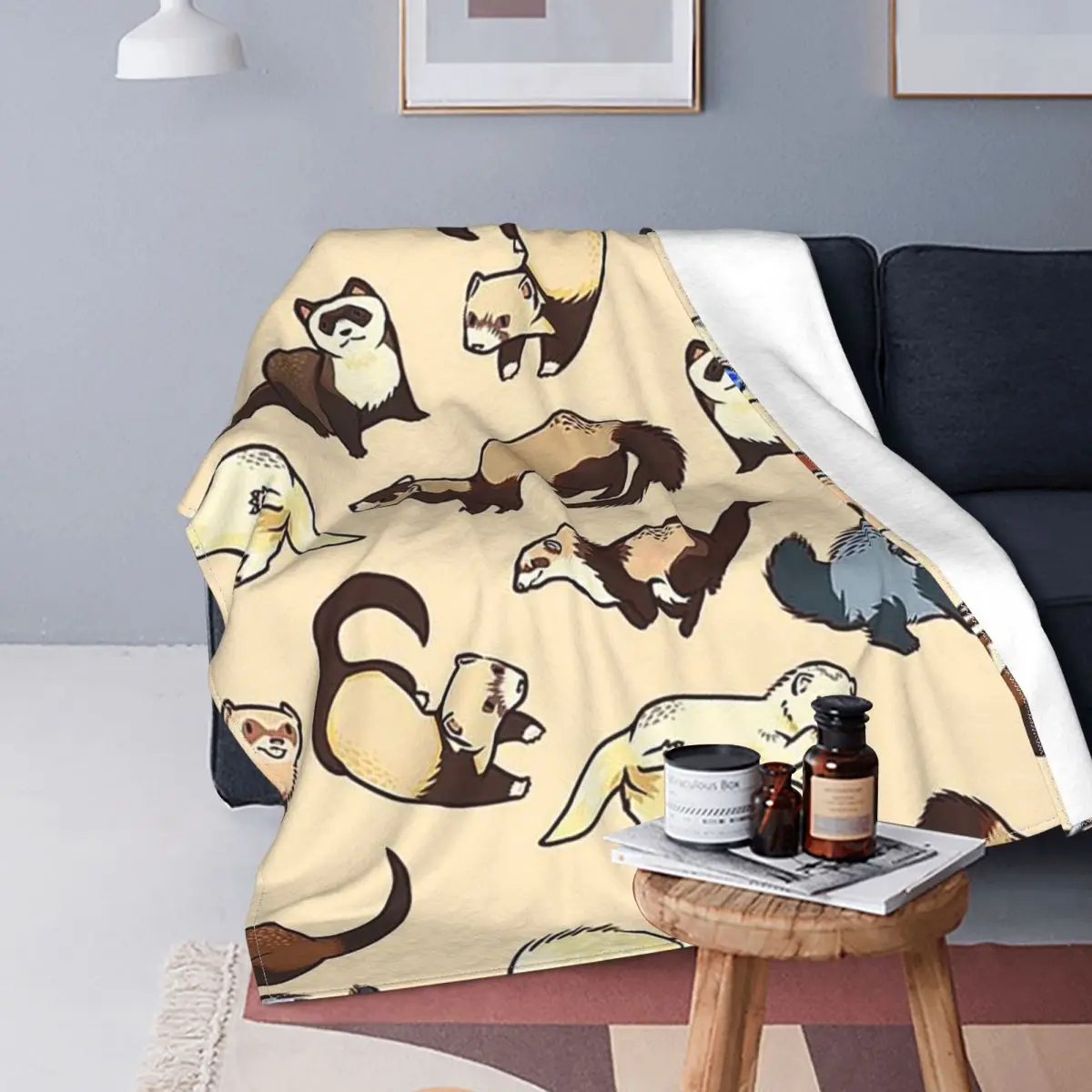 Cute Ferret Animal Blanket Fleece Spring/Autumn Kids Gifts Multi