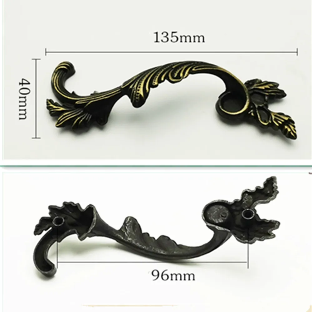 Description Picture 2 of item96mm European vintage creative carved left and right cabinet door handle bronze backplate drawer shoe cabinet cupboard door knob