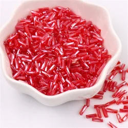 Vibrant Twisted Glass Bugle Beads for Jewelry and Garment Design (300 Pieces) (Oling Red36)