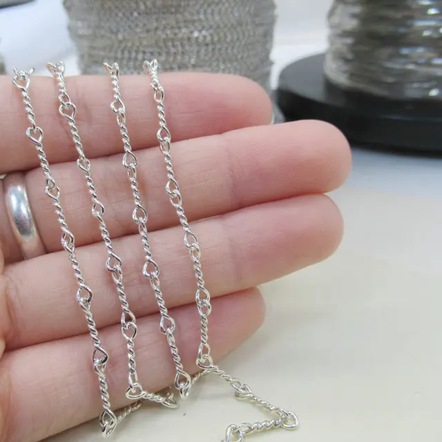 10cm Solid 925 Sterling Silver Hemp Rope Chain for DIY Bracelet