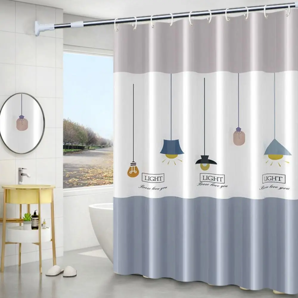High Quality Mildew Proof Shower Curtain with 12 Hook Waterproof Bathroom Curtain Extra Long Thickened Printed Shower Curtain