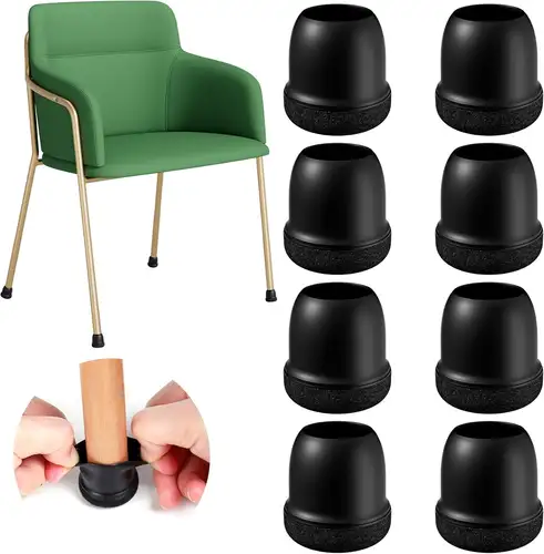 8PCS Black Round Chair Leg Protectors Foot Cover Diagonal with Thick Wrap Felt Pads Silicone Furniture Table Feet Protect Floors - Image 6
